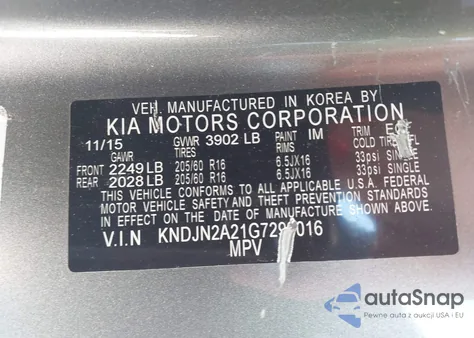 2016 Kia Soul z USA, uszkodzony, nr VIN KNDJN2A21G7299016